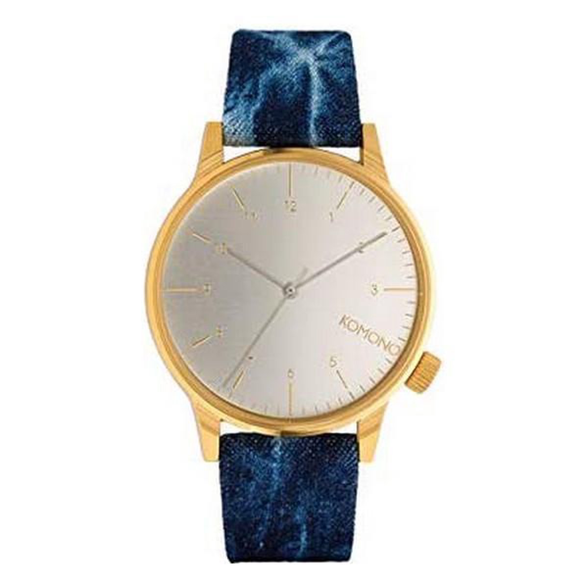 Komono Winston Heritage Gold-Blue Jeans horloge KOM-W2132