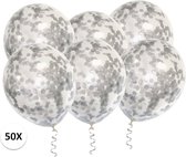 Zilveren Confetti Ballonnen 50 Stuks Luxe Feestversiering Verjaardag Bruiloft Ballon Zilvere\ Papier Confetti Ballon - Zilver