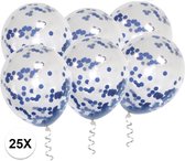 Blauwe Confetti Ballonnen 25 Stuks Luxe Gender Reveal Versiering Babyshower Verjaardag Blauwe Papier Confetti Ballon