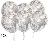 Zilveren Confetti Ballonnen 10 Stuks Luxe Feestversiering Verjaardag Bruiloft Ballon Zilver Papier Confetti Ballon