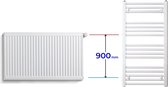 Karex® Valencia Serie 500x1732 (900-940) Badkamer Radiator Zij aansluiting 876 Watt