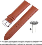 Champagne bruin 22mm lederen bandje voor (zie compatibele modellen) Samsung, LG, Asus, Pebble, Huawei, Cookoo, Vostok en Vector – Maat: zie maatfoto - gespsluiting – Brown leather