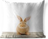 Sierkussen Animalprintshop voor buiten - Konijntje dierenprint - 60x60 cm - vierkant weerbestendig tuinkussen / tuinmeubelkussen van polyester