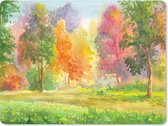 Muismat Bossen en bomen illustratie - Een kleurrijke illustratie van bomen muismat rubber - 40x30 cm - Muismat met foto