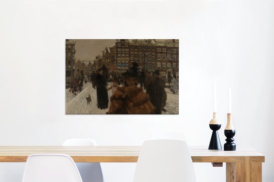 Le Pont Singel à la Paleisstraat à Amsterdam - Peinture de George Hendrik Breitner Toile 90x60 cm - Tirage photo sur toile (Décoration murale salon / chambre)
