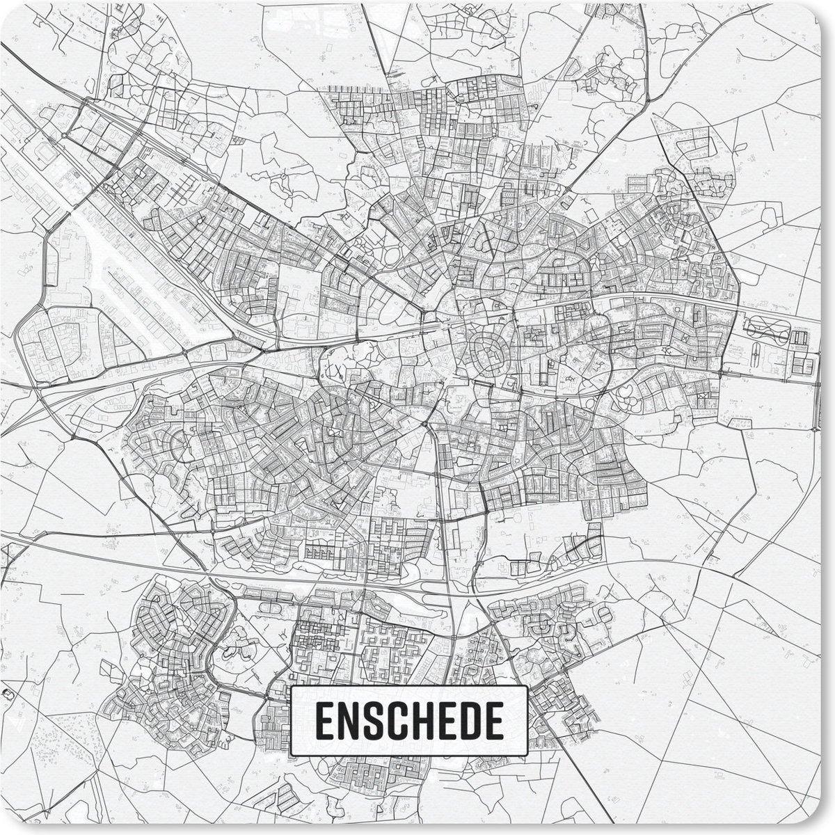 Muismat 20x20 cm - Mousepad Stadskaart Enschede - Muismatten