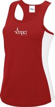 FitProWear Contrast Sporthemd Dames - Rood/Wit - Maat XS - Singlet - Hemd - Sporttop - Hemden - Stringer - Tanktop - Sportkleding - Sporthemd - Fitness hemd - Mouwloos shirt