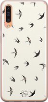 Samsung Galaxy A70 siliconen hoesje - Vogels / Birds - Soft Case Telefoonhoesje - Beige - Print
