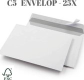 C5 Enveloppen A5 Formaat Wit 16.2 x 22.9 cm – Zelfklevend / met Plakstrip – 25 Stuks
