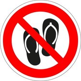 Slippers dragen verboden sticker 100 mm