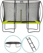 EXIT Toys - Trampoline Met Veiligheidsnet - Op Poten - Silhouette - Rechthoekig - 214x305cm - Groen - Inclusief Ladder en Afdekhoes