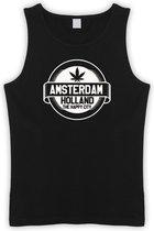 Zwarte Tanktop met “  Amsterdam / The Happy City " print size M