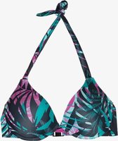 Osaga dames beugel bikinitop met bloemenprint - Blauw - Maat XL