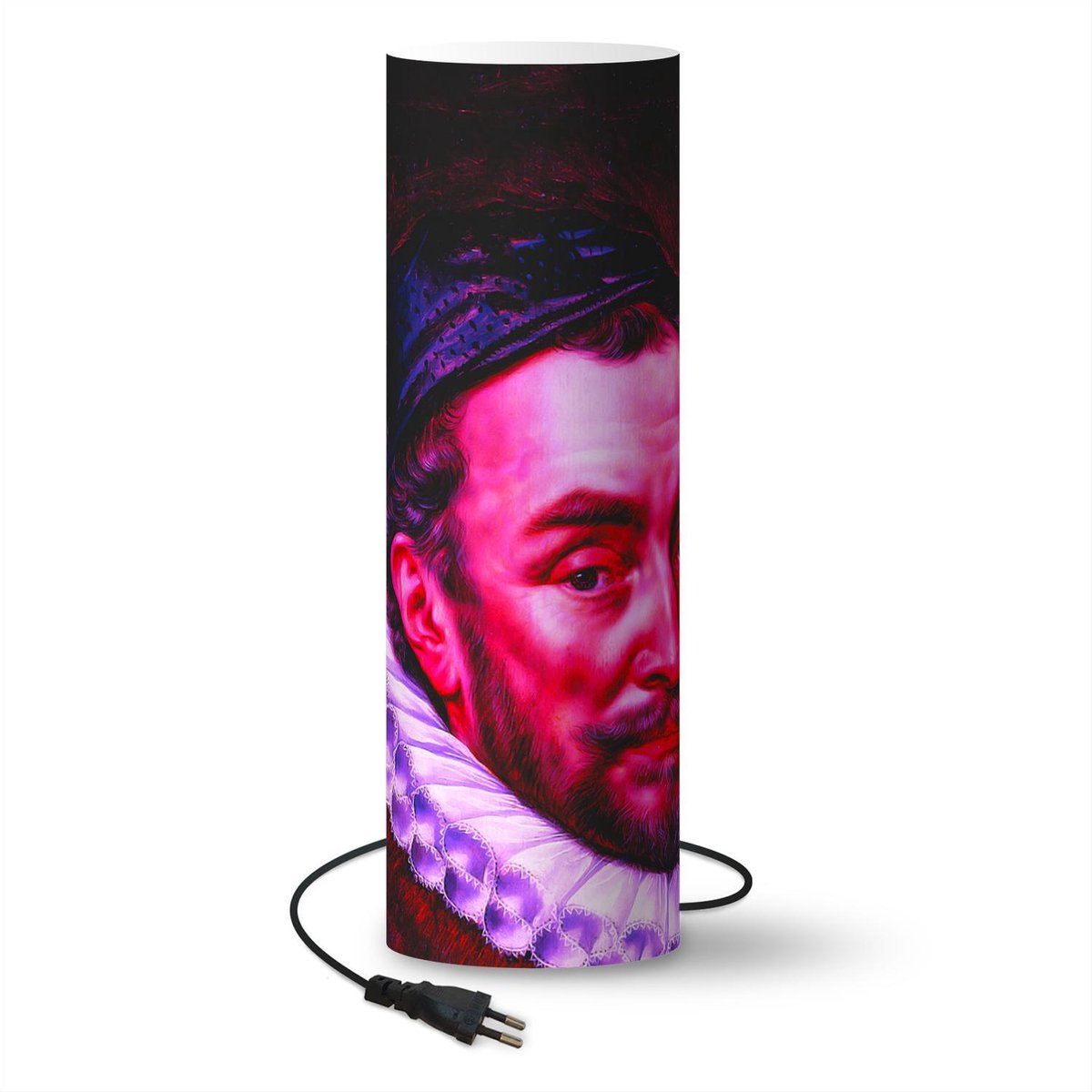 Lamp - Nachtlampje - Tafellamp slaapkamer - Willem van Oranje - Kunst - Verf - 60 cm hoog - Ø19.1 cm - Inclusief LED lamp