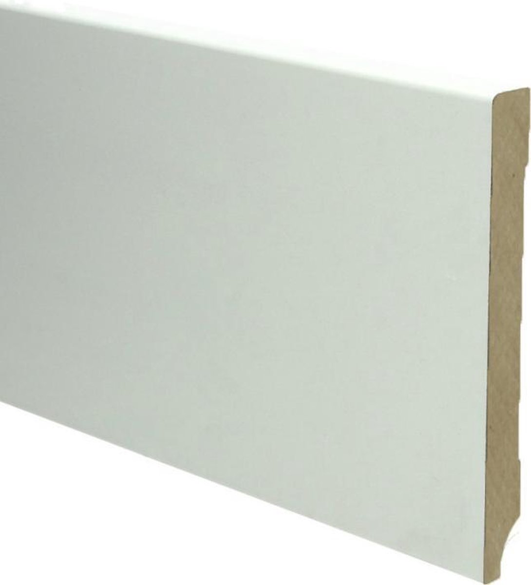 Hoge plinten - MDF - Moderne plint 150x15 mm - Wit - Voorgelakt - RAL 9010 - Per 5 stuks 2,4m