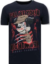 Stoere Heren T-shirt - Freddy Krueger - Blauw