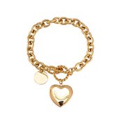 Schakelarmband met Hart - 14K Goud Verguld