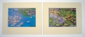 Perfecte set van 2 Posters in dubbel passe-partout - Claude Monet - Nymphaeas & The water-lily pond at Giverny - Kunst  -2x 50 x 60 cm