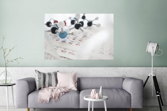 Poster Structure moléculaire et tableau périodique 180x120 cm - Tirage photo sur Poster (décoration murale salon / chambre) XXL / Groot format!