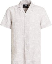 WE Fashion Heren linnen overhemd met bladerendessin
