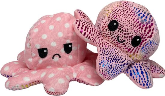 Knuffel Octopus Roze Stip / Glinsterend - Mood Knuffel Omkeerbaar -  Reversible Octopus... | bol.com