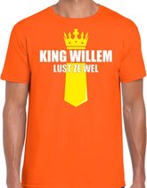 Koningsdag t-shirt King Willem lust ze wel met kroontje oranje - heren - Kingsday outfit / kleding / shirt XL