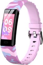 West Watches Model Wood Activity Tracker Stappenteller - Smartband - Sporthorloge Tieners/Kinderen - Camouflage roze