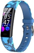 West Watches Model Wood Activity Tracker Stappenteller - Smartband - Sporthorloge Tieners/Kinderen - Camouflage blauw