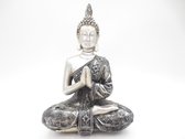 Boeddha beeldje in meditatiehouding - zilverkleurig - 11cm hoog - model B