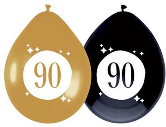 Ballonnen 90 jaar Festive Gold 6 stuks