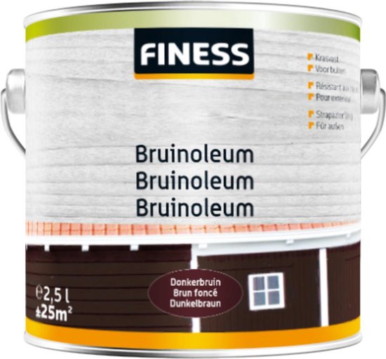 Finess Bruinoleum | 2,5 L | Impregnerend | Waterafstotend | Voor Buiten | Gebruiksklaar | Klusverf