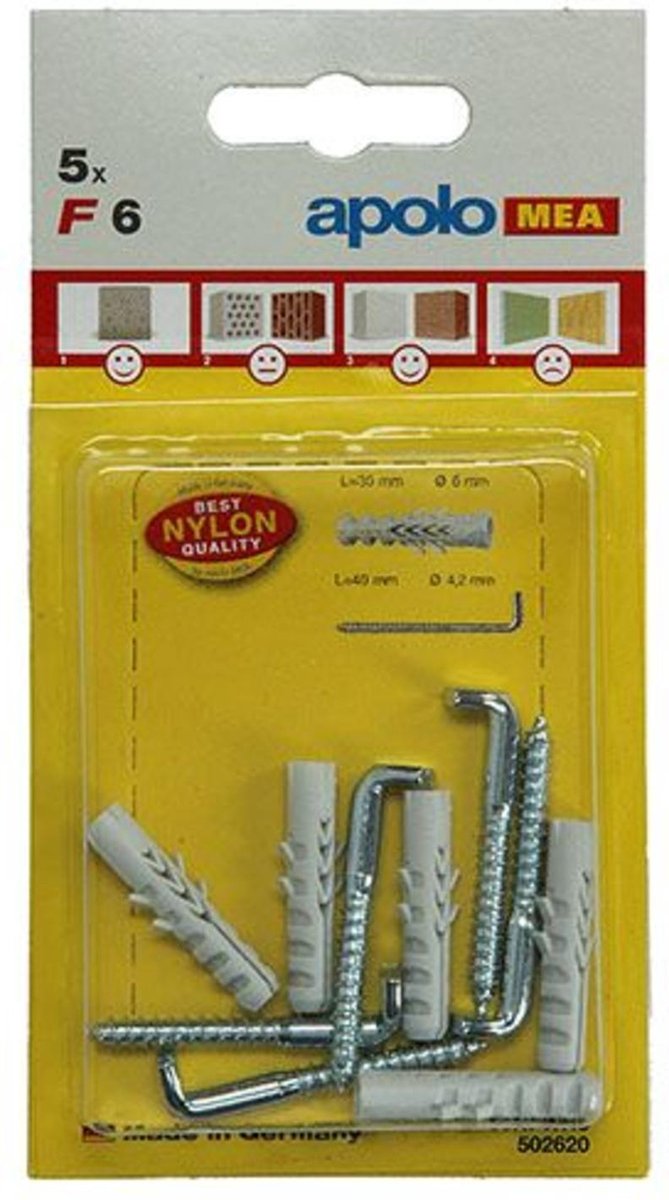Plug Mea 5 Nylon Pluggen F 6Mm + Schroefduimen 502620