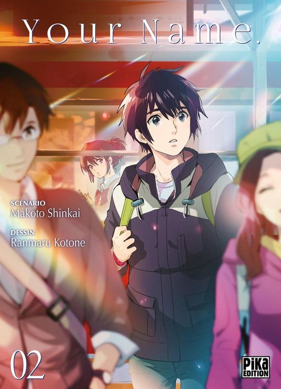 Cover van manga Your Name. deel 2, met Taki en andere personages in een kleurrijke stedelijke omgeving.