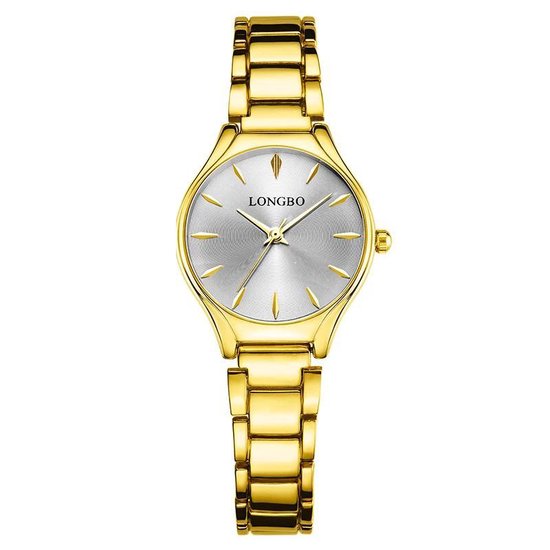 Longbo ® | Quartz Dames Horloge Longbo ® | Quartz Dames Horloge | Ø27mm | Goudkleurig | horloge geschenkset |1 jaar garantie Ø27mm - Zilver-Zwart | Giftbox |1 jaar garantie