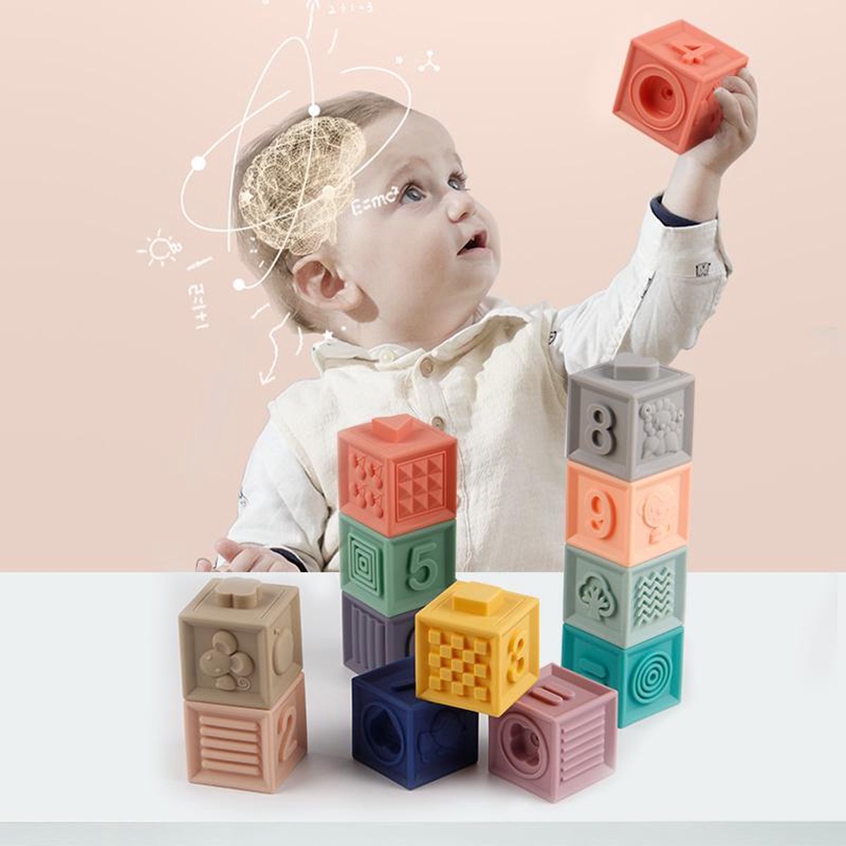Instrument attent Mart Educatieve speelblokken voor baby's, peuters en kinderen - stapelblokken  van zacht... | bol.com