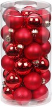 60x stuks kleine glazen kerstballen rood mix 4 cm - Kerstboomversiering/kerstversiering
