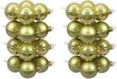 32x stuks kerstversiering kerstballen salie groen (oasis) van glas - 8 cm - mat/glans - Kerstboomversiering