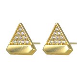 Silventi 9NBSAM-G200035 Gouden Oorknopjes - Dames - Driehoek - Zirkonia - 7,6 x 7,9 mm  - 14 Karaat - Goud