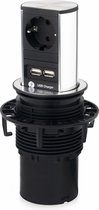 Bachmann Elevator - Inbouw Stopcontact - 1x 230V + USB charger - RVS - 2 meter aansluitsnoer