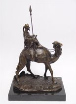 Bronzen beeld - Dromedaris Ruiter - Gedetailleerd sculptuur - 32 cm hoog