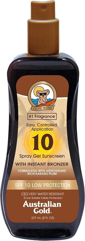 Australian Gold SPF 10 Spray Gel met Bronzer - 237 ml - zonnebankcrème | bol