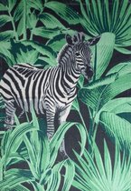 Vloerkleed - deurmat - 60x90 cm - laagpolig -100% katoen - zebra -groen