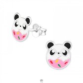 Oorbellen meisje | Zilveren kinderoorbellen | Zilveren oorstekers, panda donut
