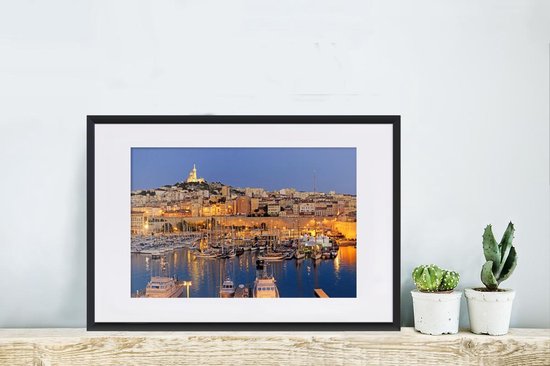Photo en cadre - Le port de Marseille le soir cadre photo lumineux