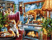 Frenchies® Schilderen Op Nummer Volwassenen - Tijger Schilderij Huis Dieren - Canvas - Paint By Number Volwassenen - 40x50 cm - Do It Yourself Painting - DIY Painting