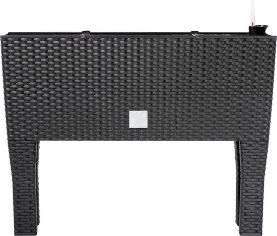 Deuba Plantenbak Hoog - Polyrattan 30 Liter - 60x25x46cm Antraciet