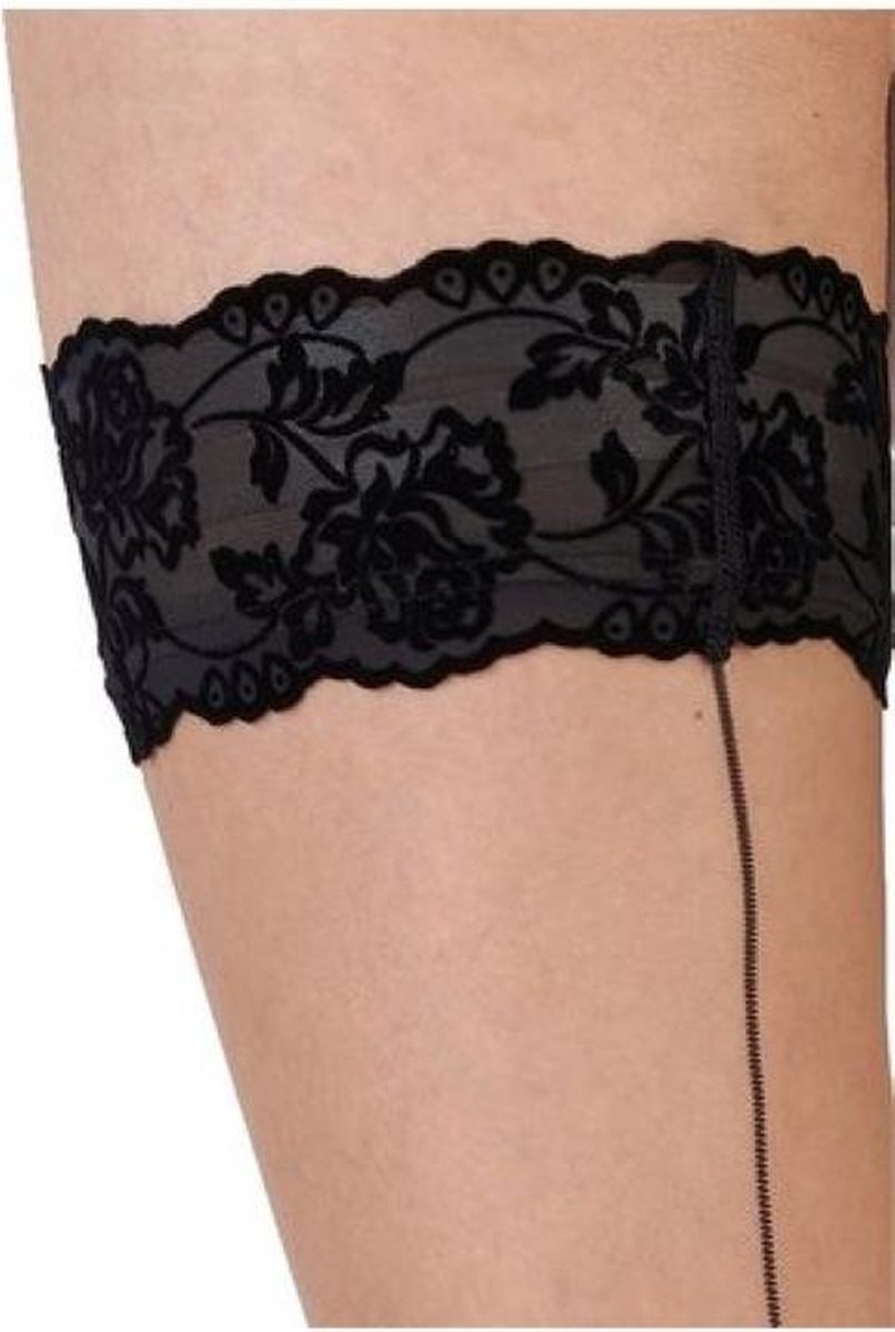 Goedkoopste Flirty Velvet Lace Top Hold Up met naad Nude/Black