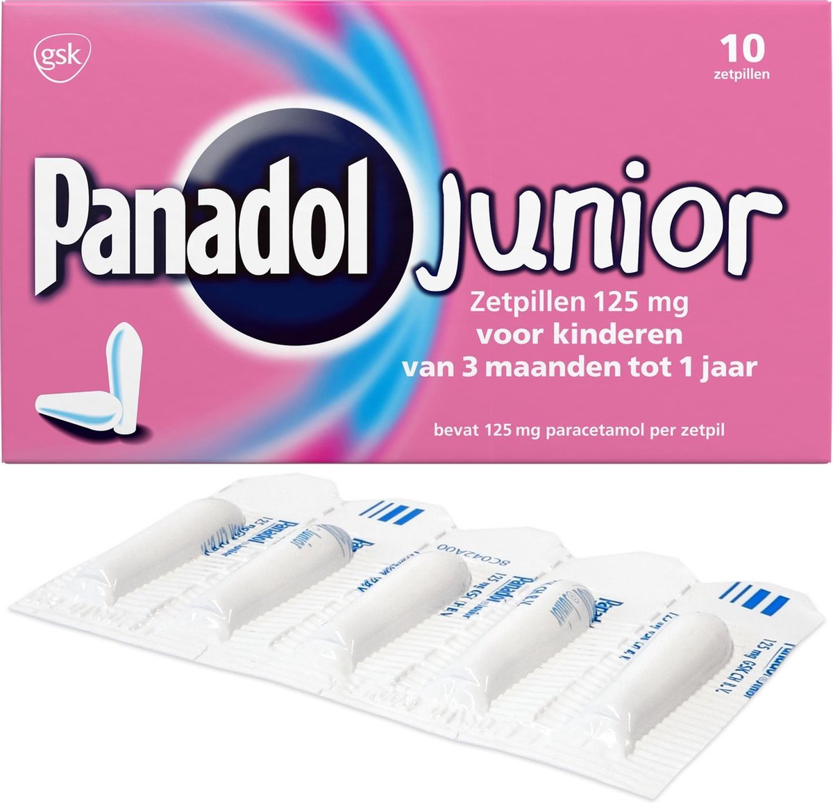 Goedkoopste Panadol Junior Paracetamol 125mg - 1 x 10 zetpillen