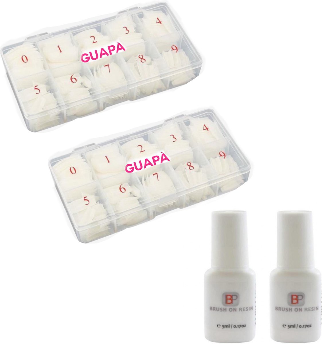 Goedkoopste GUAPÀ - Nagel Tips Kunstnagel Set incl Nagellijm 1000 Stuks voor het verlengen van je nagels - Acryl en Gel - 2 x 500 stuks Naturel 2 x 5 ml Nagellijm