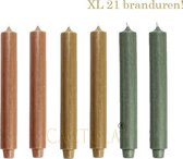 Cactula Dinerkaarsen XL 3,2 x 30 cm in 3 kleuren Bladeren | Siena / Muskaat / Oliegroen 21 BRANDUREN